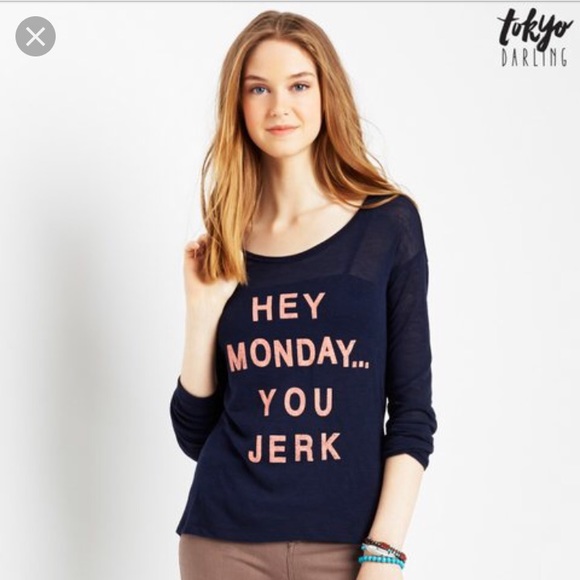 tokyo Darling Tops - Tokyo Darling Hey Monday You Jerk Navy Knit Top M